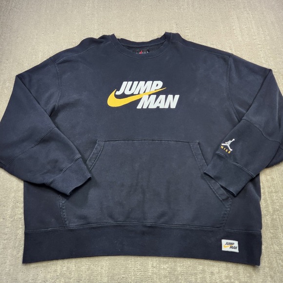 Nike Jordan Sweatshirt Men XXL Jumpman Crewneck Heavy Cotton French Terry Black - Picture 2 of 13
